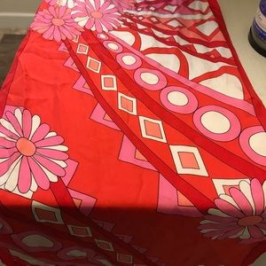 Adrienne Landau silk scarf pink red mod 60’s